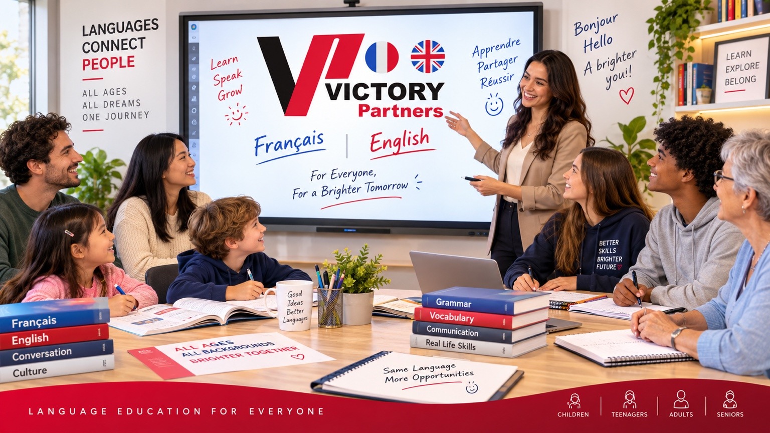 Cours de français et d'anglais pour enfants, adolescents et adultes
